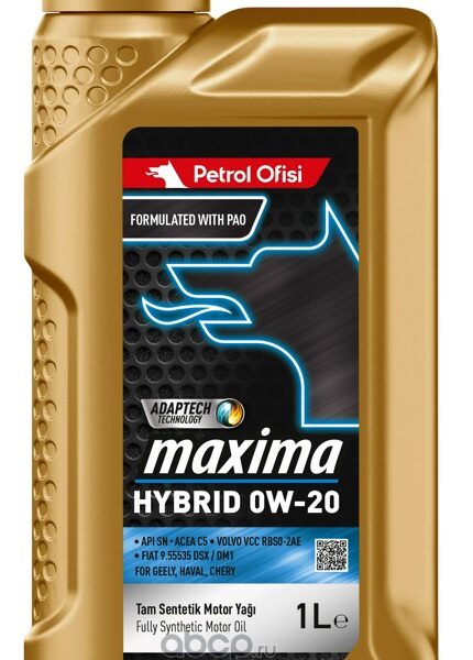 Масло моторное Petrol Ofisi Maxima Hybrid 0W-20 API SN ACEA C5 VCC RBS0-2, I 1л (Турция)