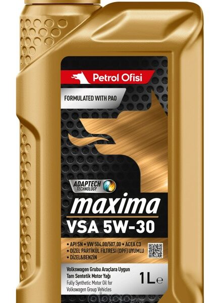 Масло моторное Petrol Ofisi Maxima VSA 5W-30 API SN, ACEA C3, VW 504.00/507.00, PORSCHE C30 1л (Турц