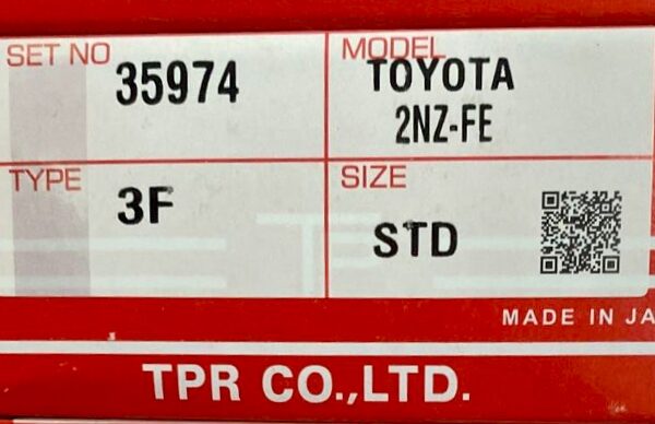Кольца поршневые TPR 35974 STD 2NZ-FE, 1NZFXE 75 / 1, 2 / 1, 2 / 2 28125